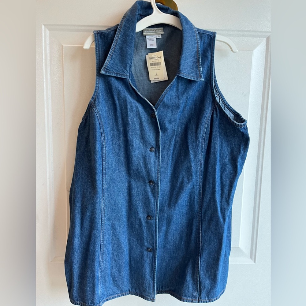 Coldwater Creek Women’s Denim vest size large NWT
